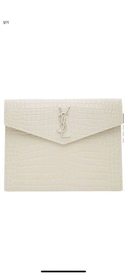 Saint Laurent Ivory Clutch Bag Women Luxury Classic Sleek Elegant Paris Fashion