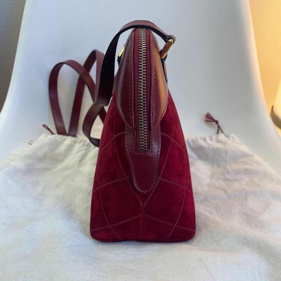 Ferragamo Suede Shoulder Bag Red Women Made in Italy Authentic from JAPAN