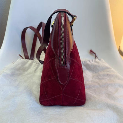Ferragamo Suede Shoulder Bag Red Women Made in Italy Authentic from JAPAN