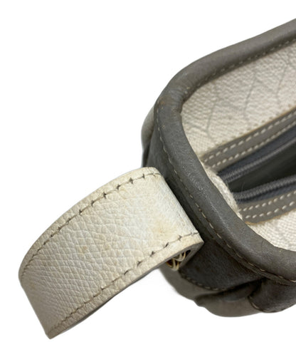 Dior Honeycomb Shoulder Crossbody Bag White Canvas Leather Vintage Authentic