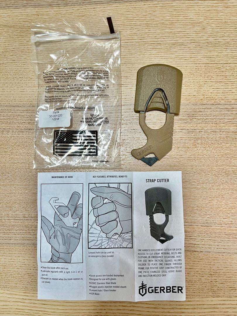 U.S. military release, new and unused GERBER strap cutter glass breaker