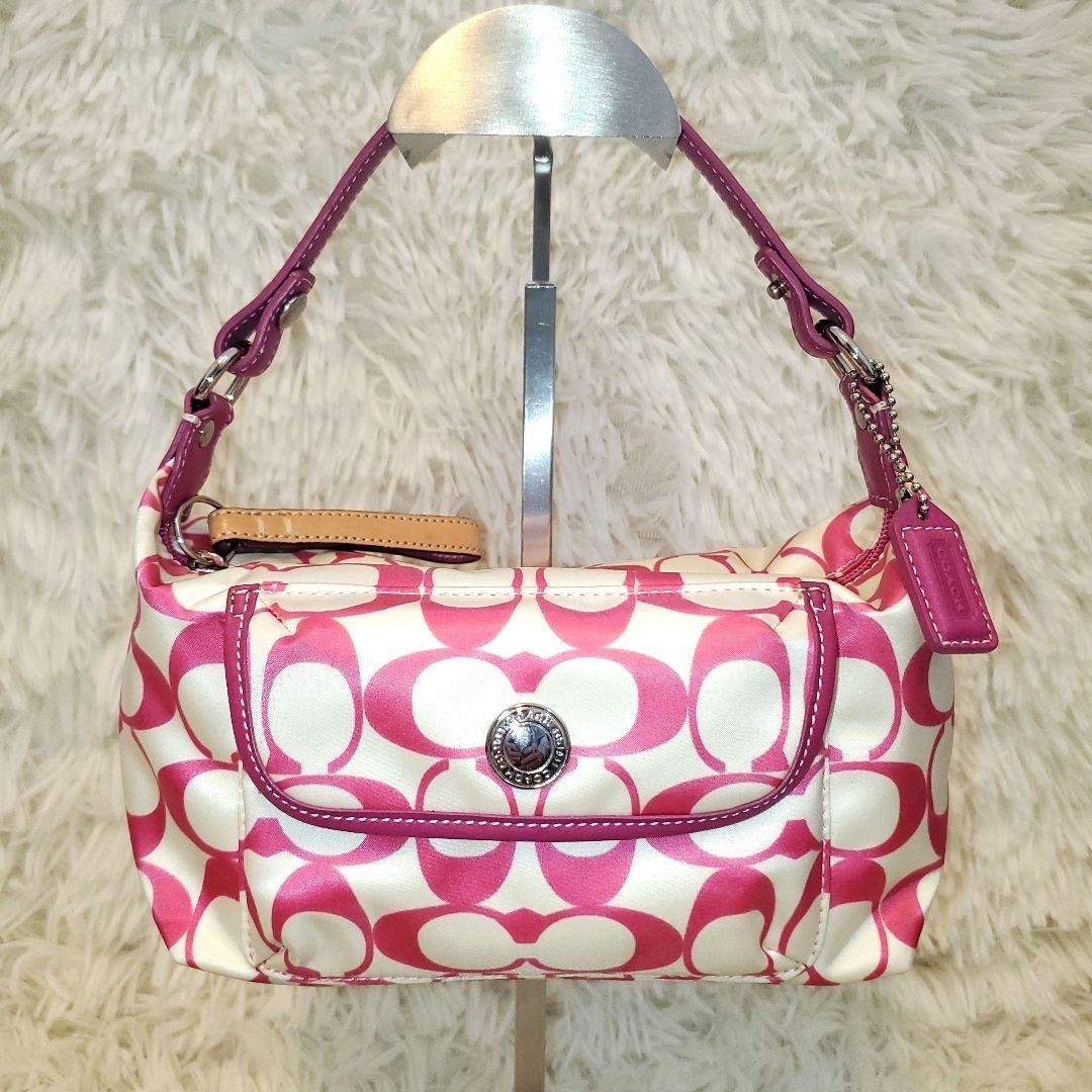 Rare Color COACH Signature Accessory Pouch Pink 13a