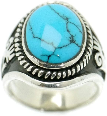 Huge Turquoise Kokopelli Ring: Sterling Silver Lucky Charm. US Size 8.5.