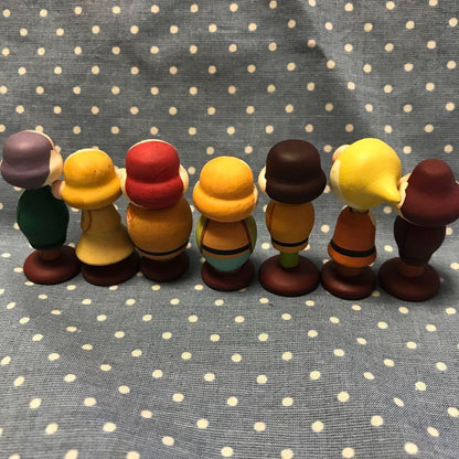 Disney Antique Snow White 7 Dwarfs Manga Kokeshi Dolls