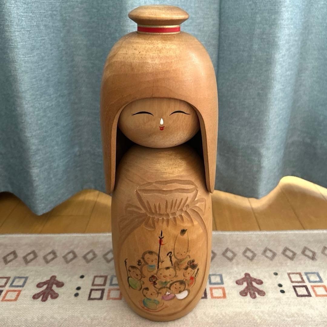 Koumura Kokeshi Shichifukujin Vintage Folk Craft Collectible Handmade