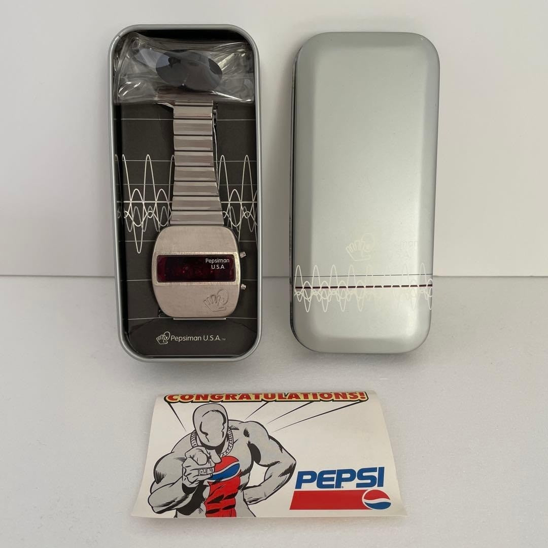 FOSSIL Pepsiman Digital Watch Limited Rare Stainless Steel New w/Case New Unused
