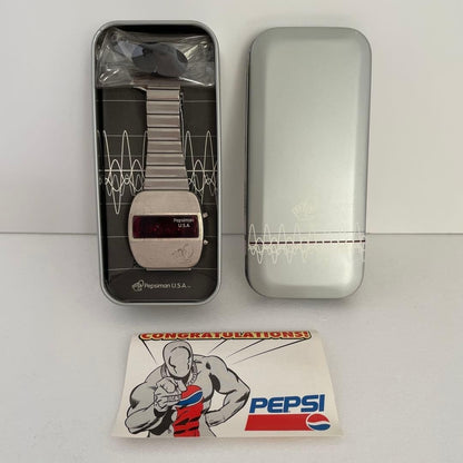 FOSSIL Pepsiman Digital Watch Limited Rare Stainless Steel New w/Case New Unused