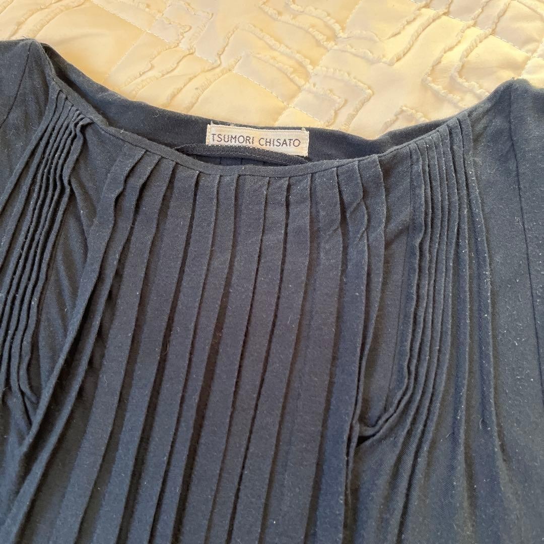 TSUMORI CHISATO Dark Navy Short Sleeve Tunic Dress Navy 33.8 inches