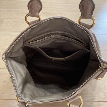 miumiu handbag shoulder 3way leather beige women's USED FROM JAPAN