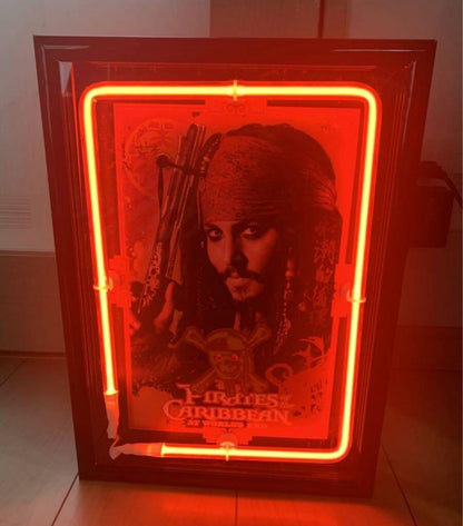 Disney Store Genuine Pirates of the Caribbean Wall Clock Neon #3964b8