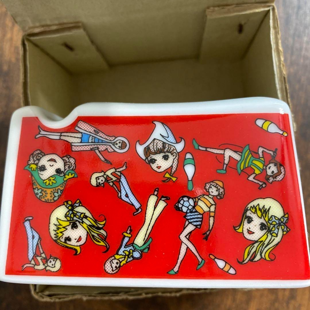 Retro Girl Cartoon Doll Ashtray with Accessories 1990s Vintage Used