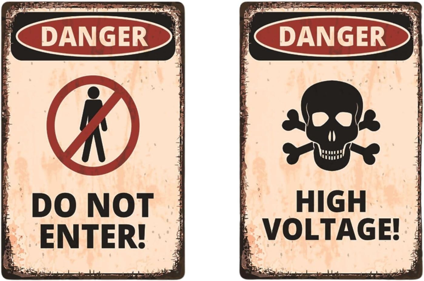 FrugeL Tinplate sign No Trespassing Set of 2 20cm 30cm perforated security (H.V)