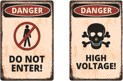 FrugeL Tinplate sign No Trespassing Set of 2 20cm 30cm perforated security (H.V)