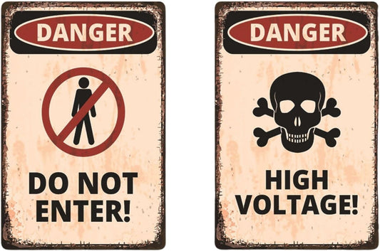 FrugeL Tinplate sign No Trespassing Set of 2 20cm 30cm perforated security (H.V)