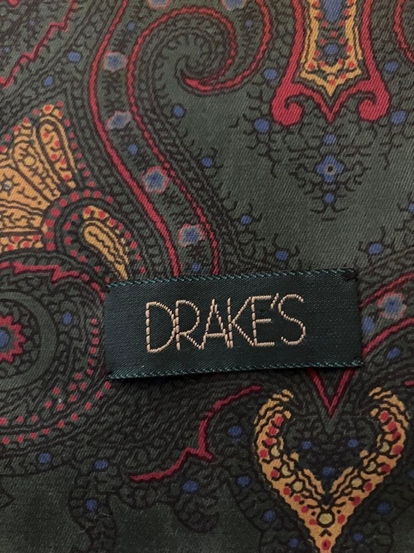 DRAKES London Hand Printed Paisley Silk Scarf Stole Made in Italy Rare