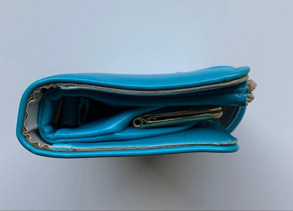 Turquoise Blue Bifold Wallet Showa Retro