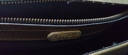 Fendi Leather Clutch Bag Handbag Auth Brown Women Italy 122714