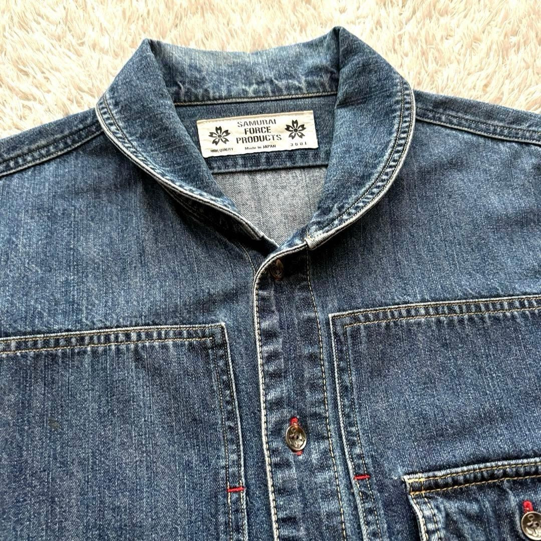 Auth SAMURAI JEANS Denim Shirt Jacket L Made in Japan Indigo Chore Coat Rare