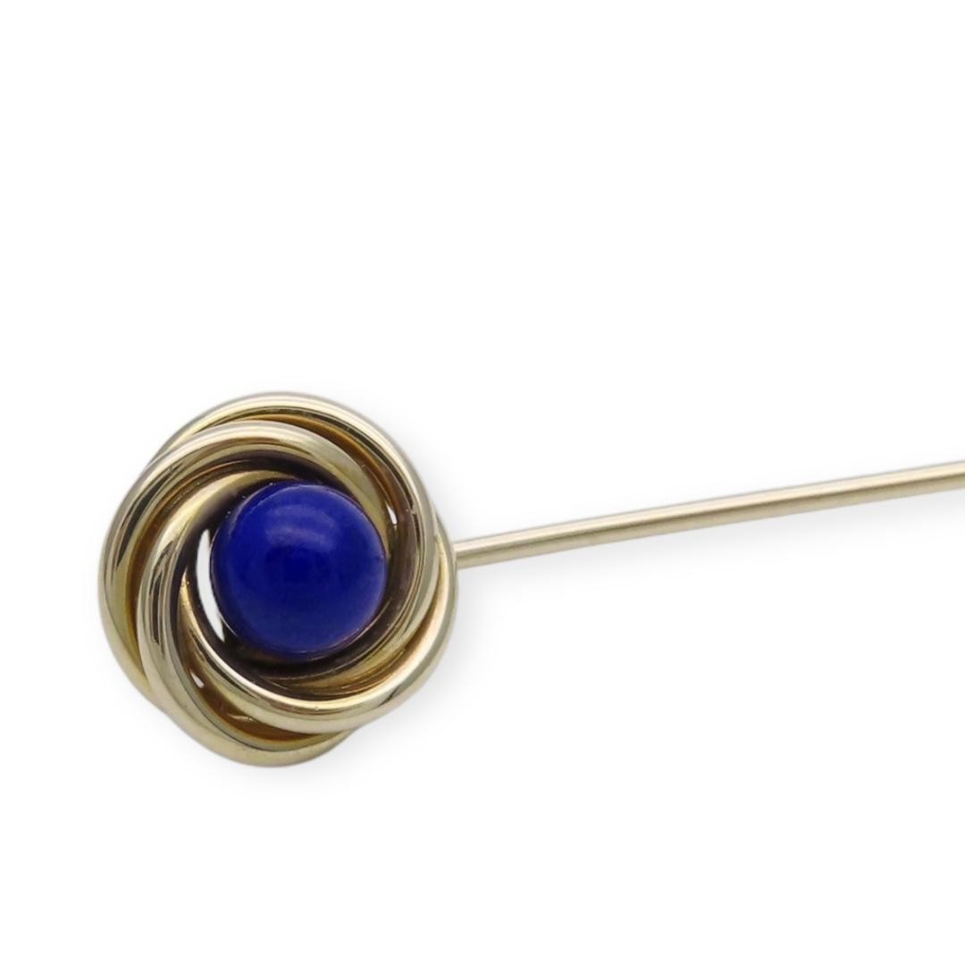 Tiffany & Co. Vintage Yellow Gold Lapis Lazuli Pin Brooch K14 Natural Stone