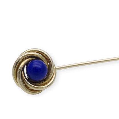 Tiffany & Co. Vintage Yellow Gold Lapis Lazuli Pin Brooch K14 Natural Stone