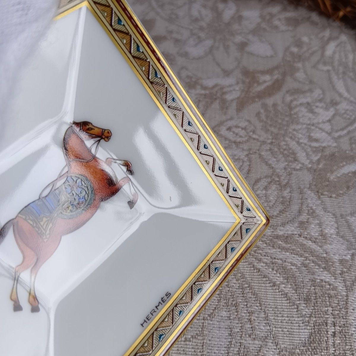 Hermes Cheval d’Orient Mini Plate Tray Porcelain Oriental Theme Decor Rare Used