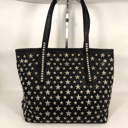 Jimmy Choo Scarlet Star Studded Leather Tote Bag Black Italy Auth Rare
