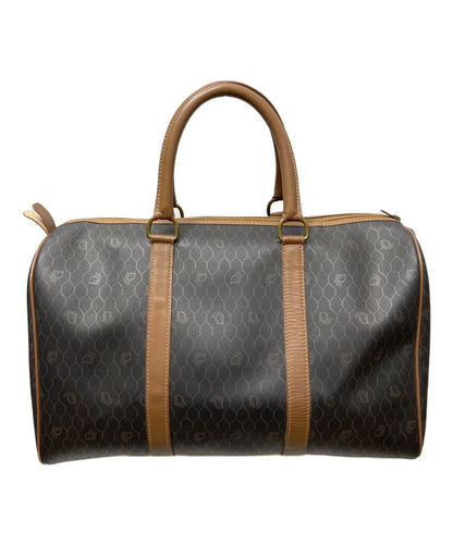Dior Honeycomb Hand Bag Black Canvas Leather Vintage Authentic