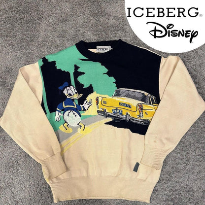 Iceberg History Donald duck Sweater Knit Vintage Made in Italy Gilmar Ivory