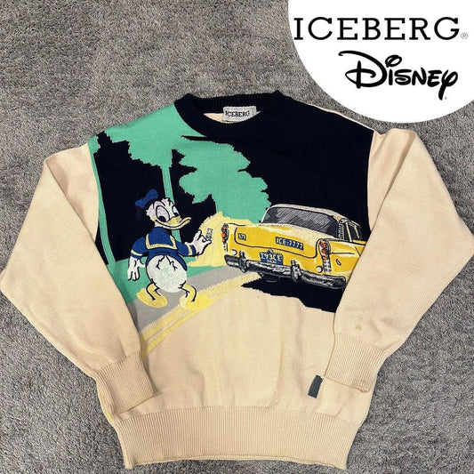 Iceberg History Donald duck Sweater Knit Vintage Made in Italy Gilmar Ivory