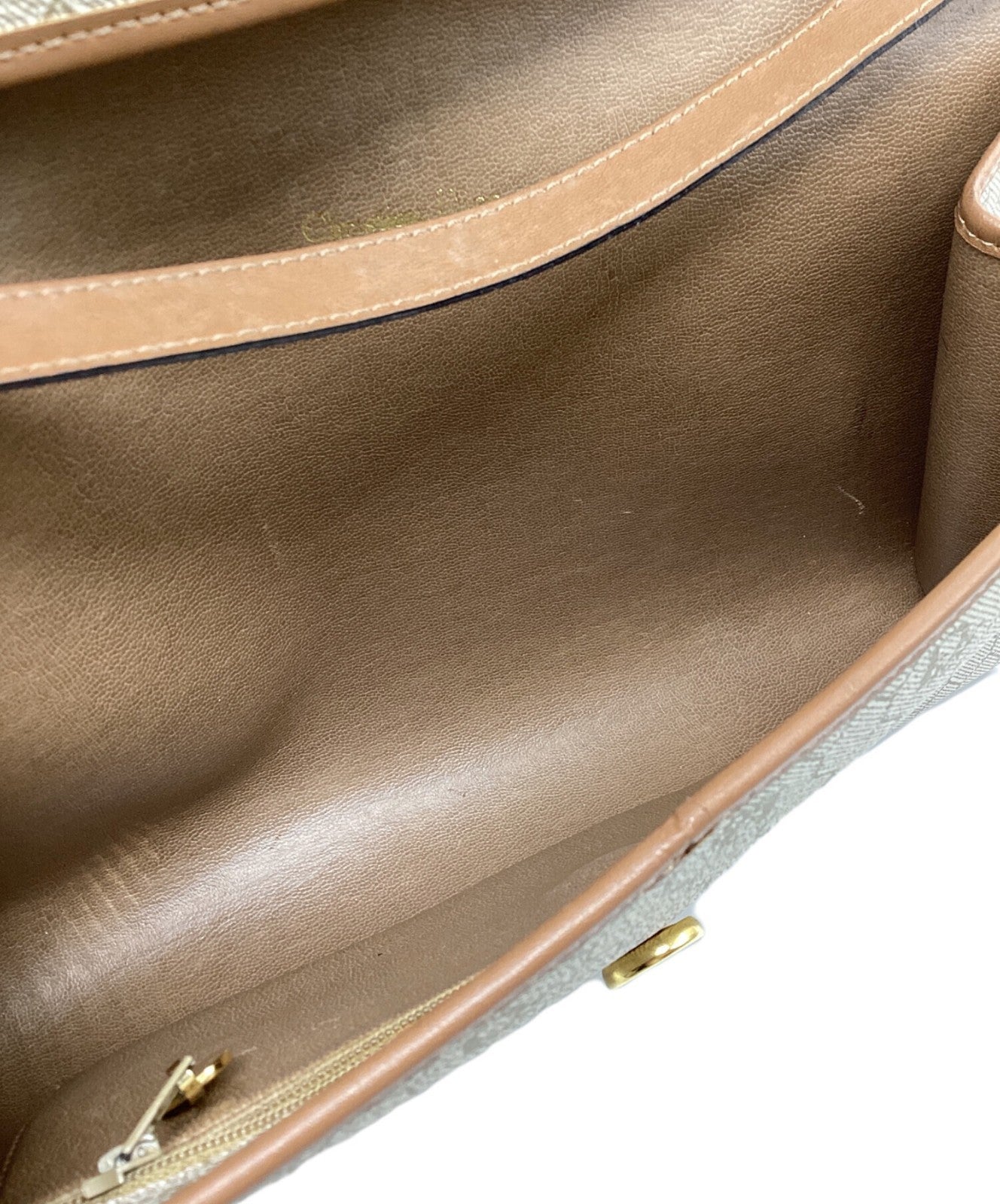 Dior Honeycomb Chain Shoulder Crossbody Bag Beige Canvas Leather Vintage Auth