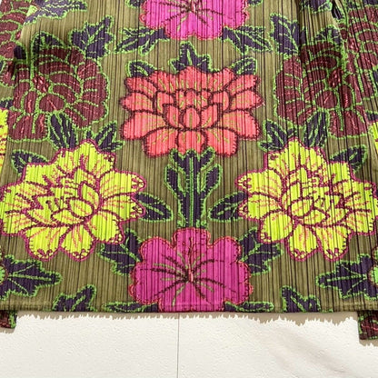 PLEATS PLEASE ISSEY MIYAKE Floral Embroidery High Neck Top Size 4 Japan Used