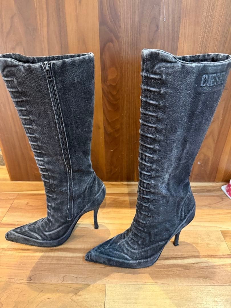 Diesel Women 7.5US Sd-Cloud Hbt Cotton Heel Boots Used a few times Luxury Italy