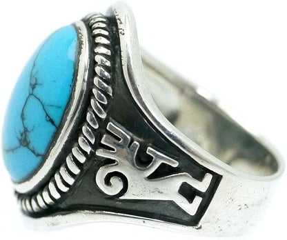 Huge Turquoise Kokopelli Ring: Sterling Silver Lucky Charm. US Size 8.5.
