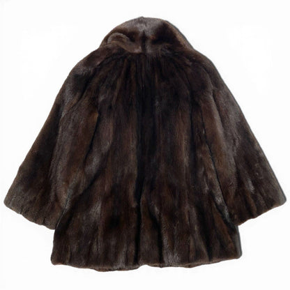 Palody Mahogany Mink Fur Coat Brown Size 11 Hook & Eye Name Embroidery