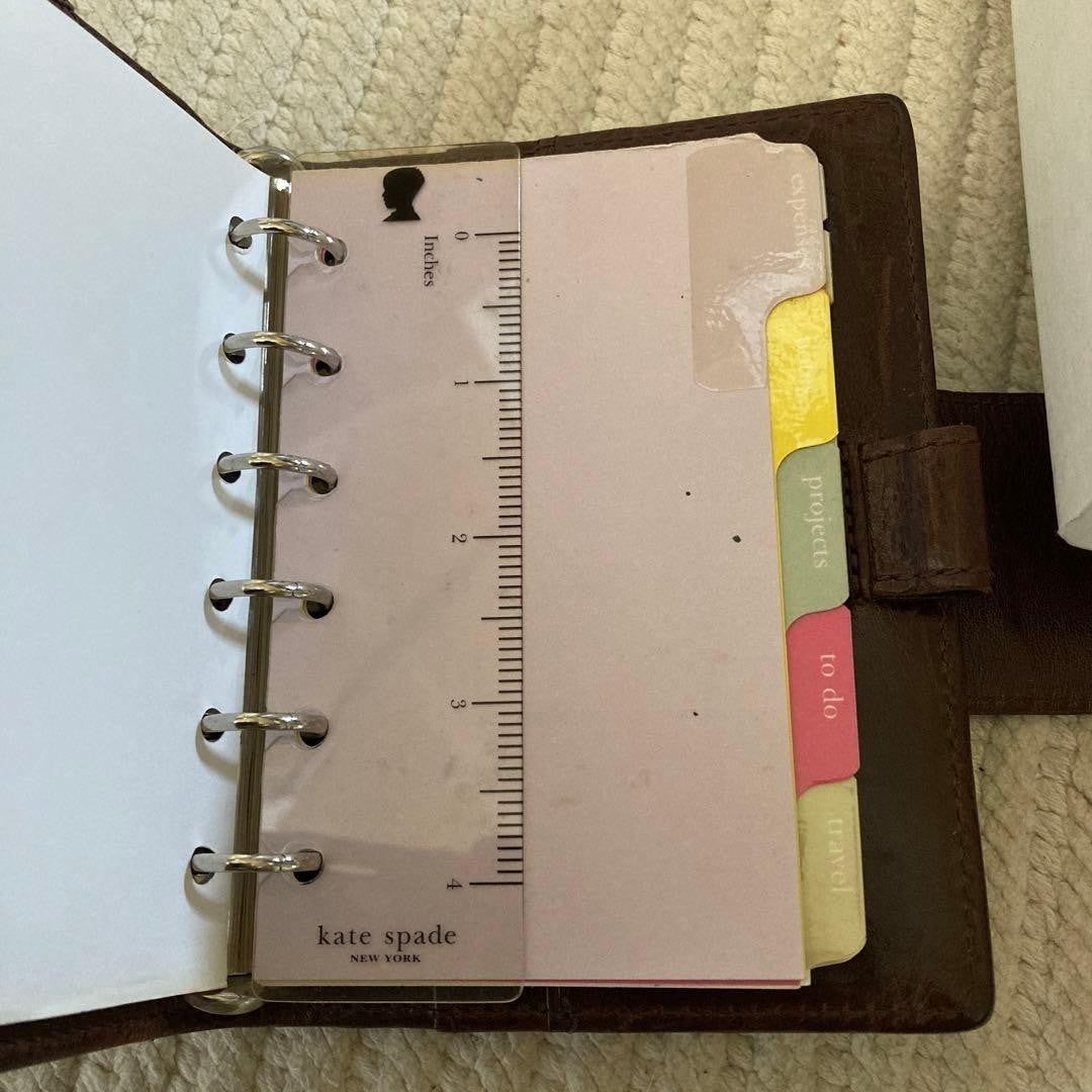 Kate Spade Genuine Leather Planner with Ruler Refills, Brown