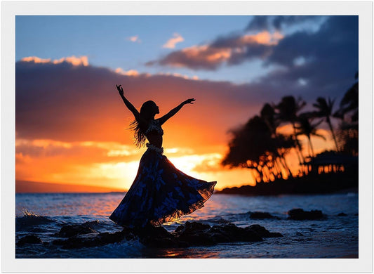 Sunset Dancing Princess Hawaiian Art Wall Hanging Interior Limited