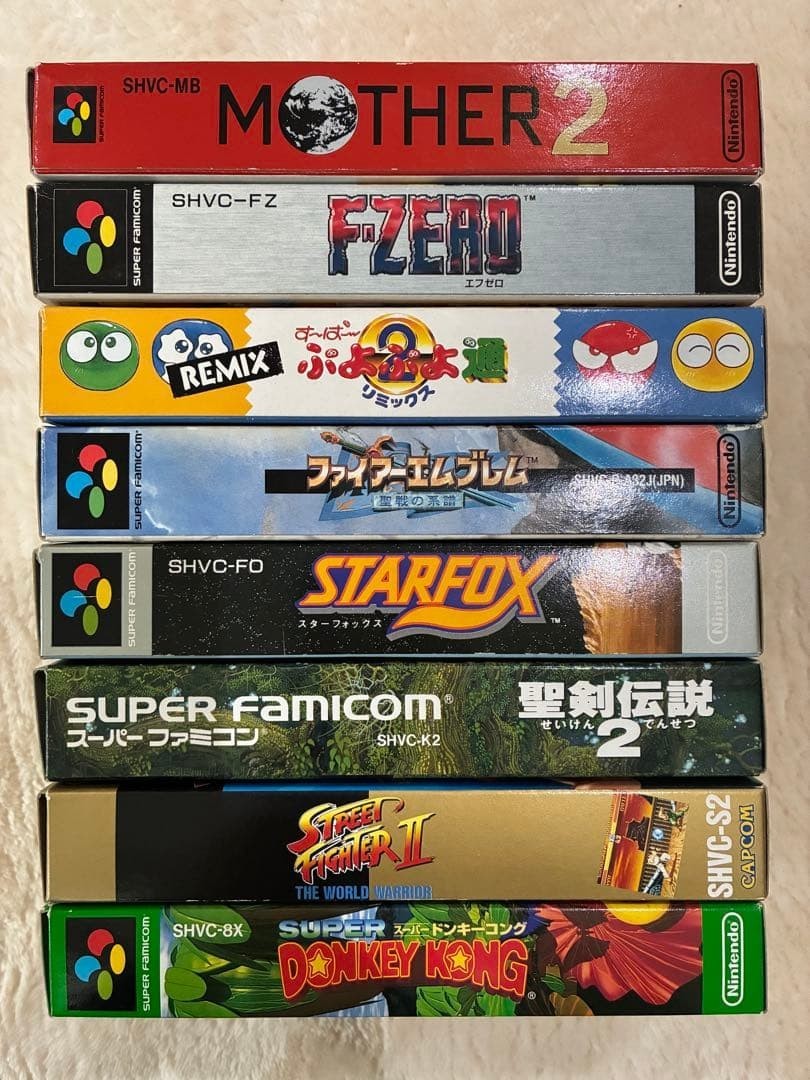 Super Famicom Retro Game Set of 8: Donkey Kong, Star Fox, Puyo Puyo
