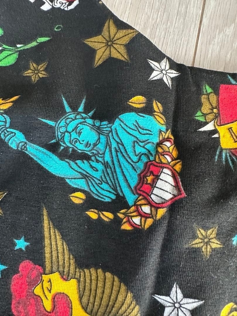 Vintage Betsey Johnson Tattoo Print Jersey Mini Dress Stretchy Bodycon Style M