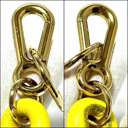 Used Loewe Womens Knot Bag Charm Key Ring Key Holder Yellow Leather