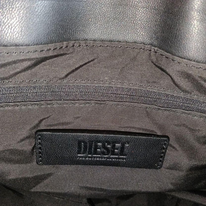 DIESEL Embossed Logo Black Leather Shoulder Bag Monogram Handbag Excellent Cond