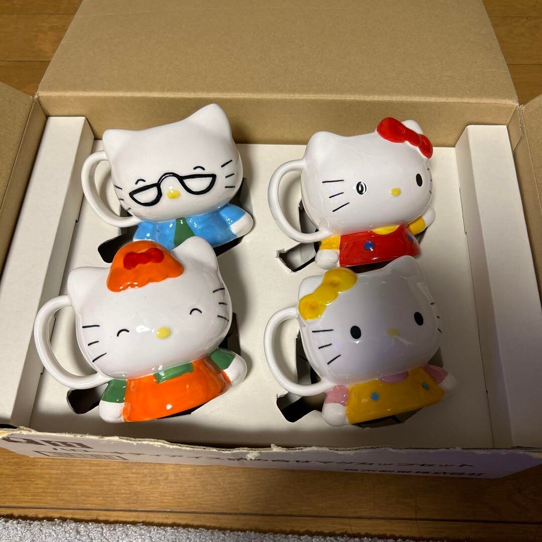 Sanrio Hello Kitty Family Vintage Mug Set of 4 Kawaii Ice Cute Cups Japan
