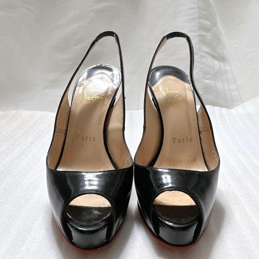 Rare Christian Louboutin Black Patent Platform Pumps Size EU34/US4