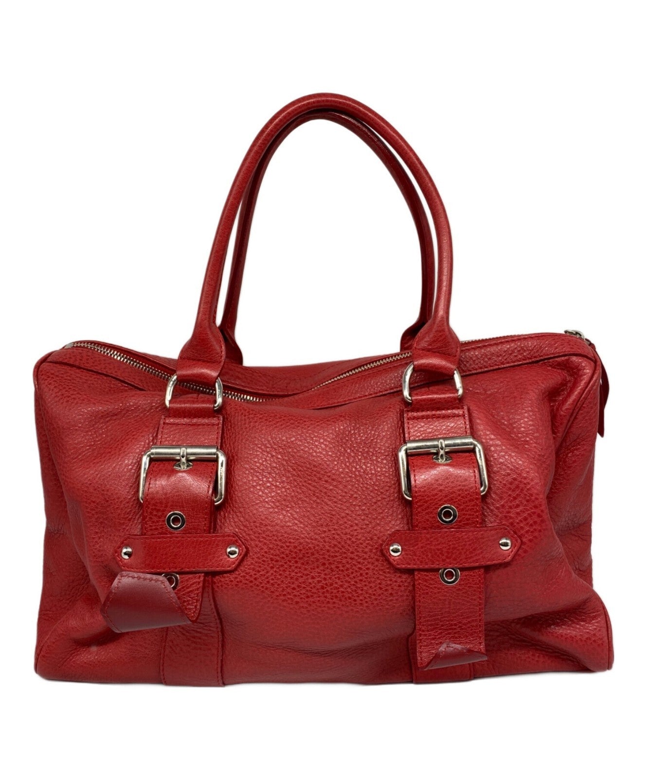 LONGCHAMP x KATE MOSS Leather Mini Boston Bag Red Hand Bag Womens Authentic
