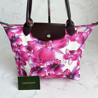 Longchamp Limited Edition Tote Bag Handbag Floral Pattern Designer Women Lux
