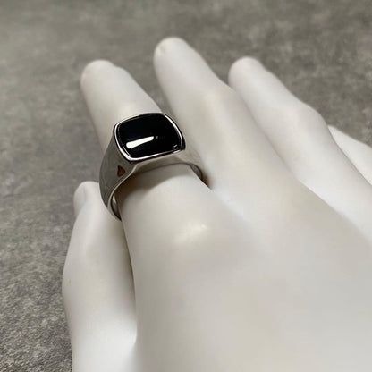 Mexican Jewelry Silver Onyx Signet Ring Black