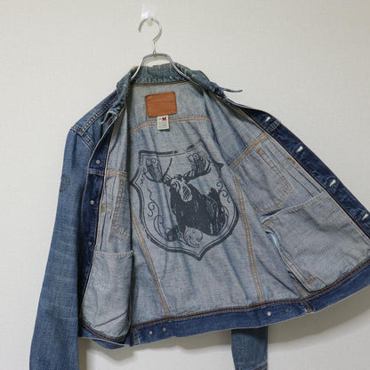 2000s EZRA FITCH Denim Jacket Distressed Turkey Made M