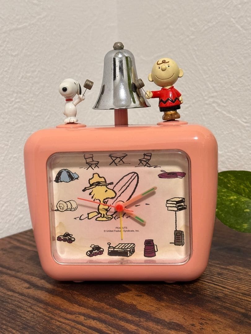 Snoopy & Charlie Brown alarm clock Operation Confirmed Retro Rare Japan