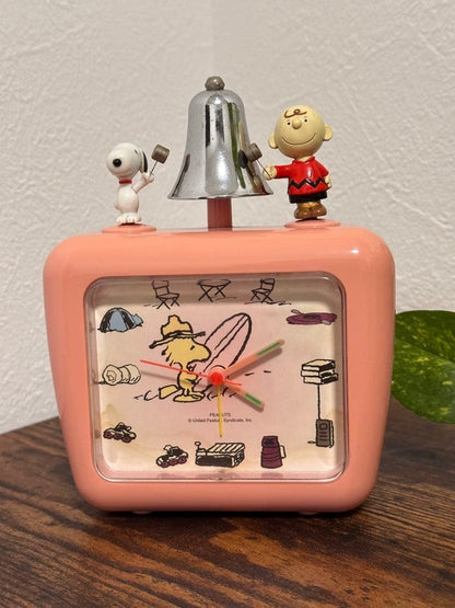Snoopy & Charlie Brown alarm clock Operation Confirmed Retro Rare Japan
