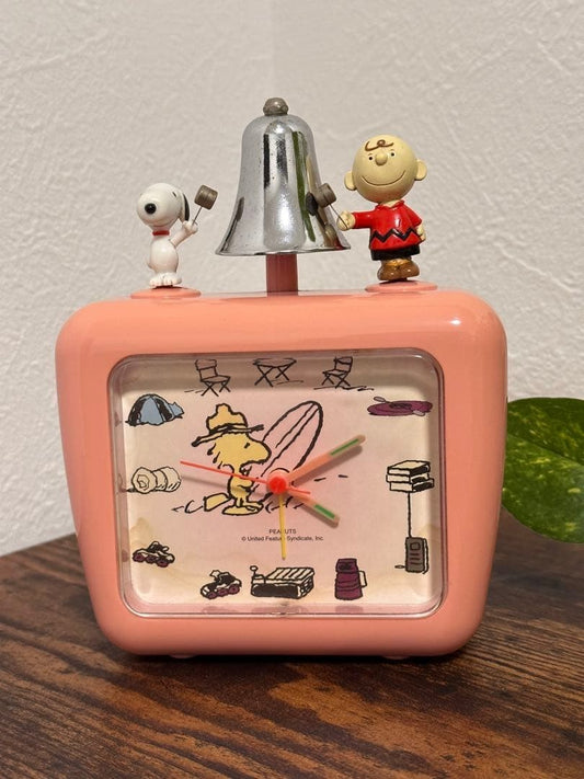 Snoopy & Charlie Brown alarm clock Operation Confirmed Retro Rare Japan