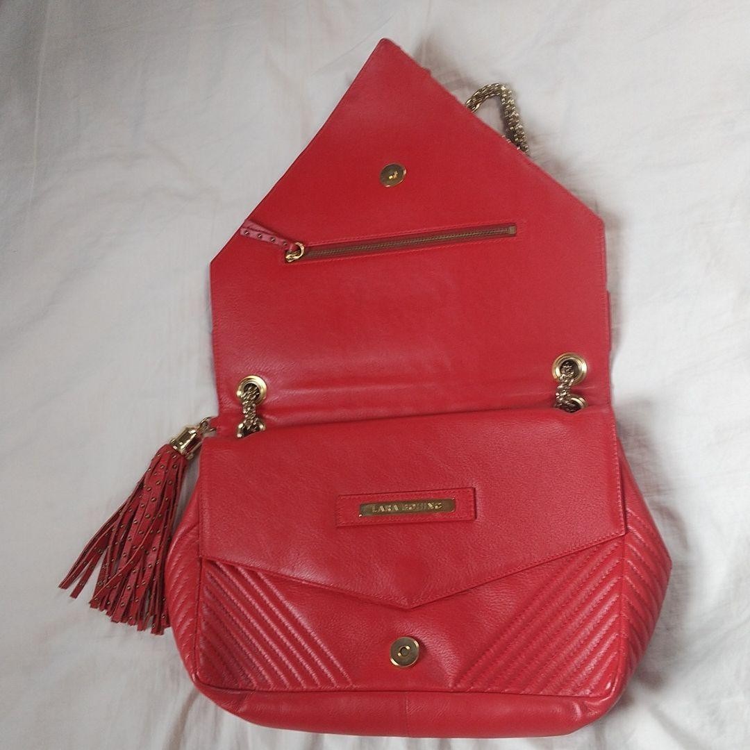 Lara Bohinc Studded Chain Handbag Purse Leather in Red USED Good Condition